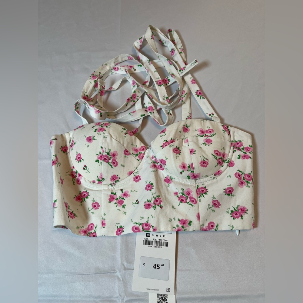 NWT Pink Corset Top Bustier Feminine Girlhood Floral